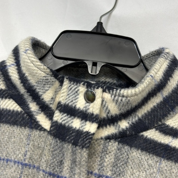 Steve Madden Plaid Times Black Multi Plaid Oversized Utility Coat shacket L - Picture 3 of 12